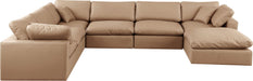 Comfy - 7 Piece Faux Leather Modular Sectional With Chaise - Tan - Simple Home Plus