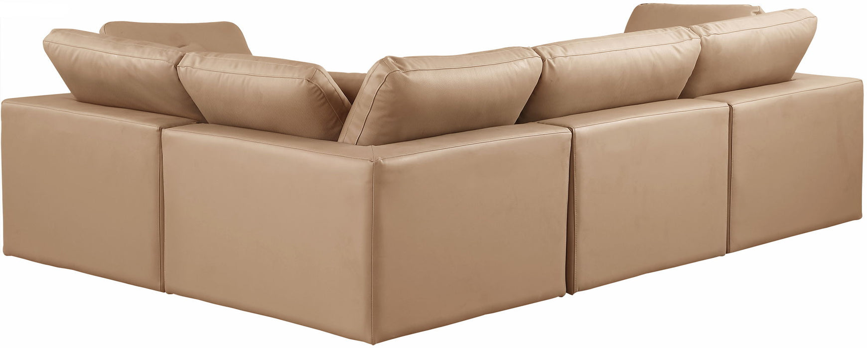 Comfy - 4 Piece Faux Leather Modular Sectional - Tan - Simple Home Plus