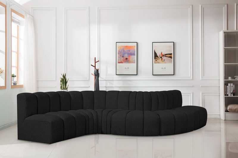 Arc - Boucle Fabric 6 Piece Curved Modular Sofa