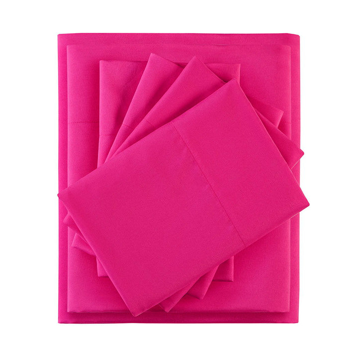 Microfiber - Twin Sheet Set With Side Storage Pockets - Pink - Simple Home Plus