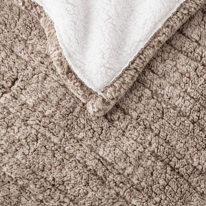 Marbled Sherpa - Heated Throw - Gray - Simple Home Plus