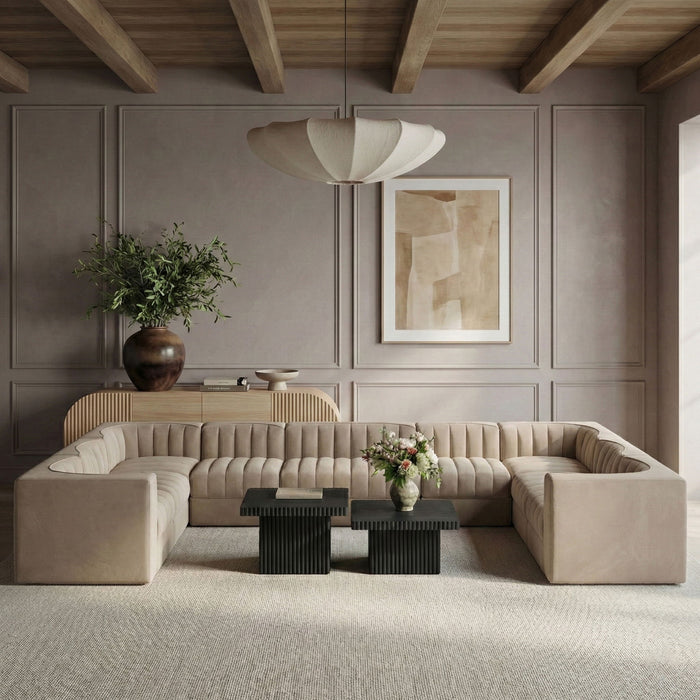 Rummi - Velvet Performance Fabric Upholstered 10 Piece Modular Sectional - Simple Home Plus