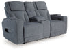 Studio Cave - Steel - Power Reclining Loveseat with Console - Simple Home Plus