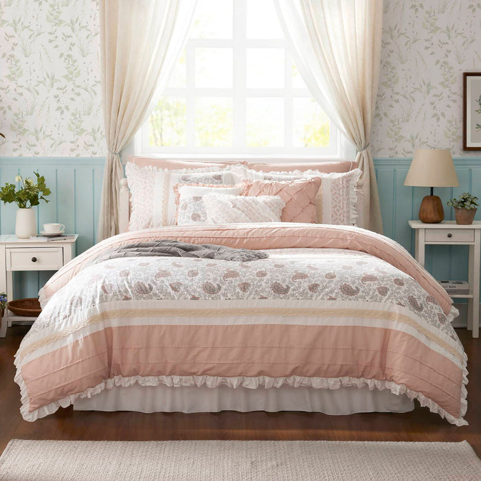 Dawn - Queen - 9 Piece Comforter Set - Blush - Simple Home Plus
