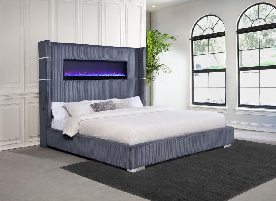 Tisdall - Upholstered Fireplace Bed - Simple Home Plus