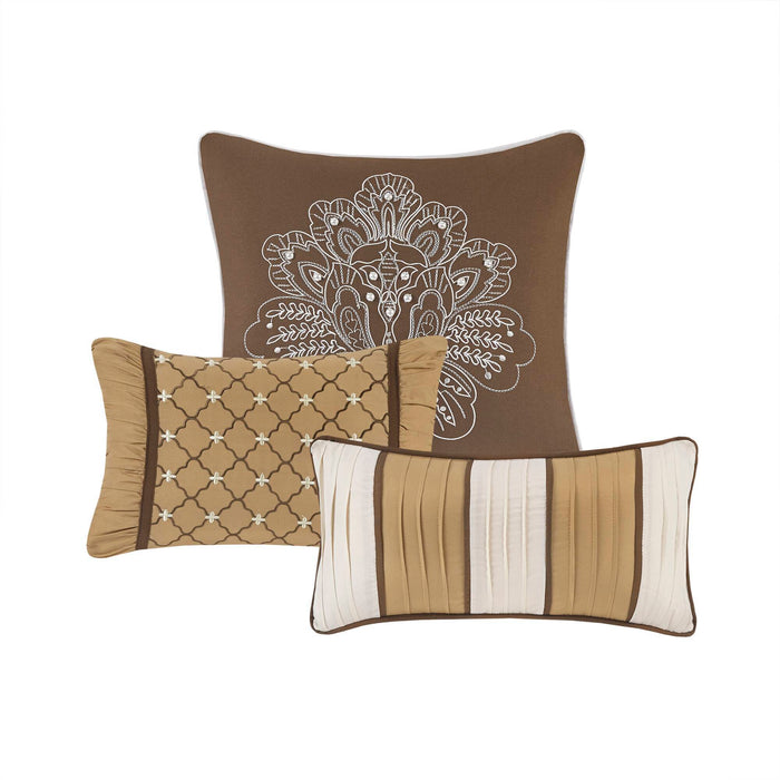 Bellagio - 6 Piece Reversible Coverlet Set - Brown / Gold - Simple Home Plus