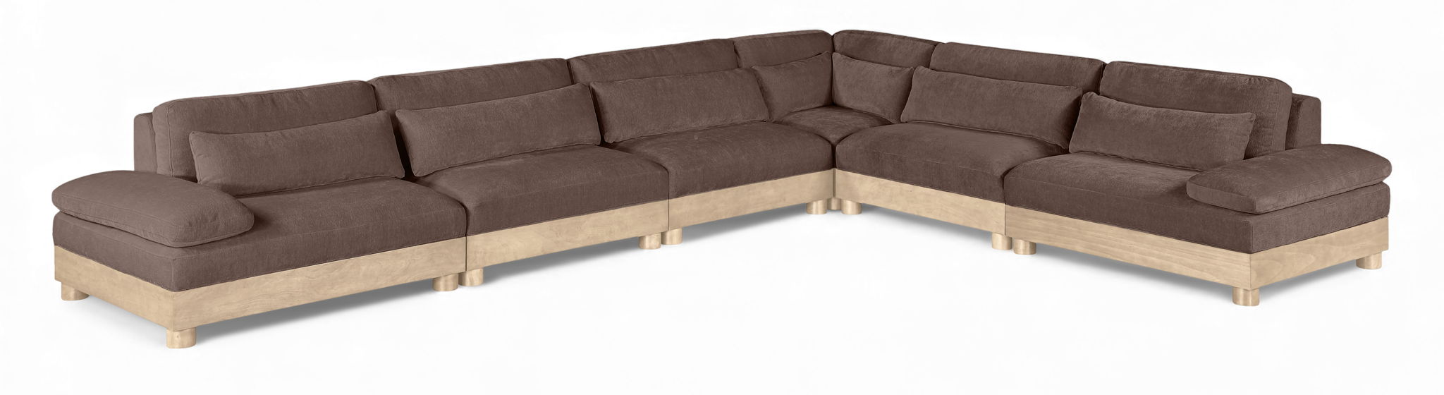 Turin - Chenille Fabric Upholstered Modular Sectional - Brown - Simple Home Plus