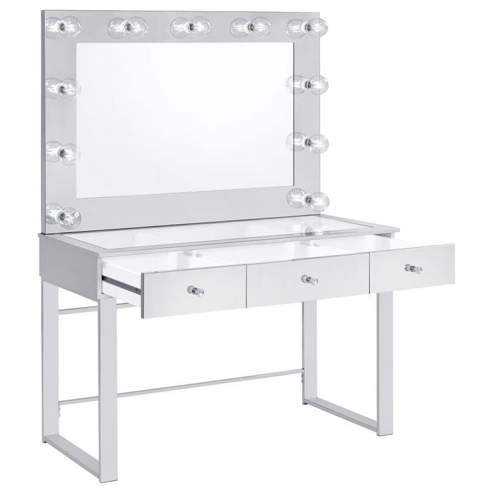 Umbridge - 3-Drawer Vanity Set With Lighting - Chrome And White - Simple Home Plus