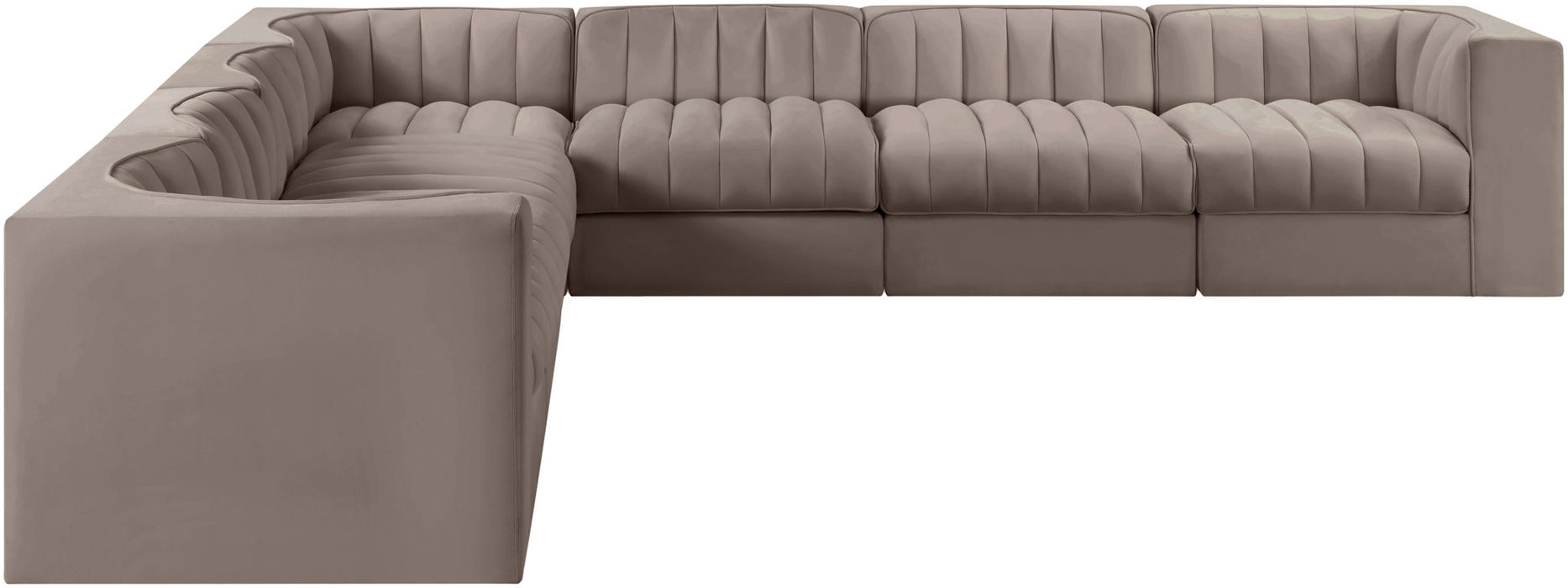 Rummi - Symmetrical Velvet Performance Fabric Upholstered 7 Piece Modular Sectional (With 3 Corner Chairs) - Simple Home Plus