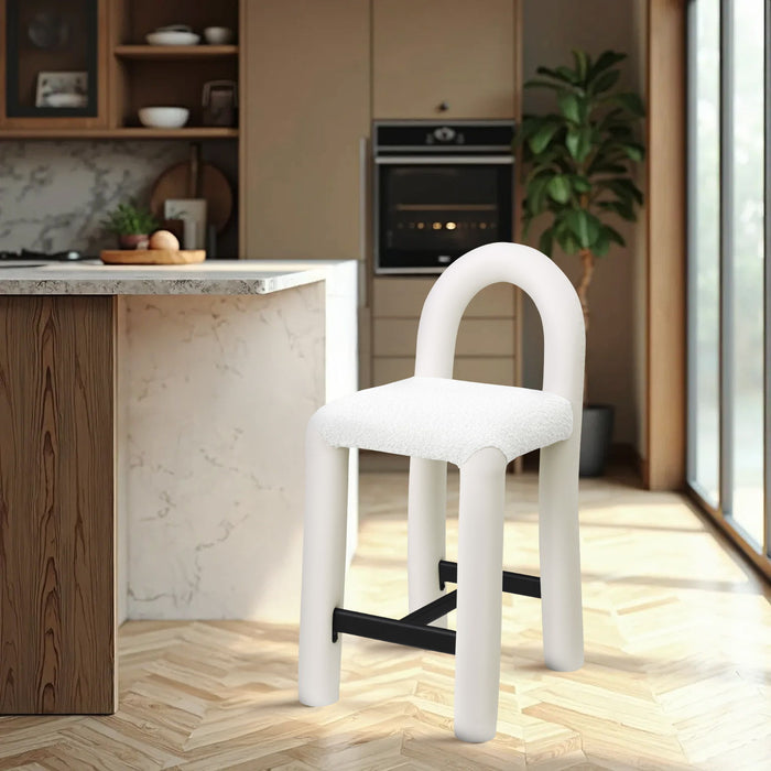 Amari - Vegan Leather and Boucle Fabric Stool - Simple Home Plus
