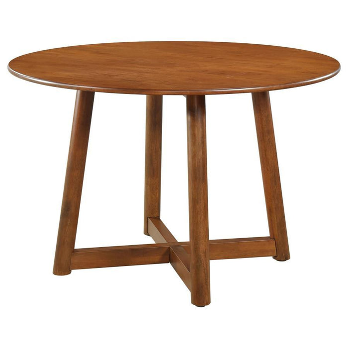 Dinah - 5 Piece Round Solid Wood Dining Set - Walnut - Simple Home Plus