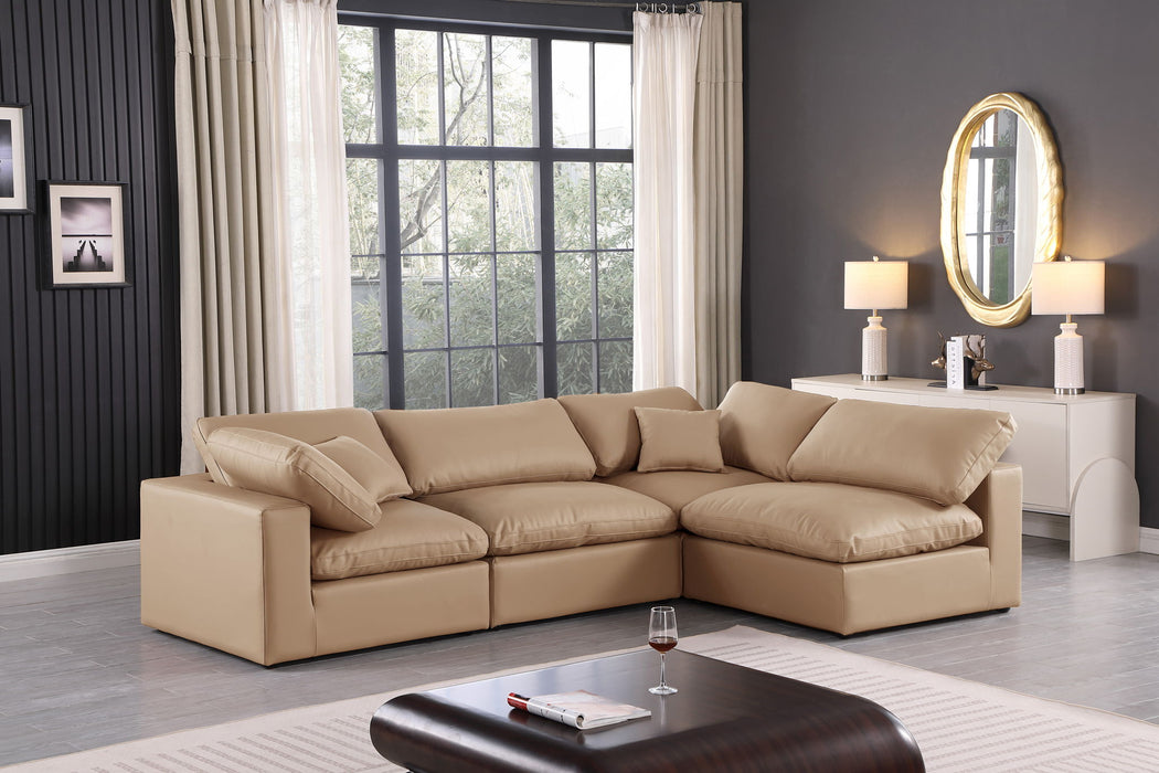 Comfy - 4 Piece Faux Leather Modular Armless Sectional - Tan - Simple Home Plus