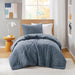 Kyla - Twin/Twin Long Double Diamond Quilted Teddy Comforter Set - Blue - Simple Home Plus