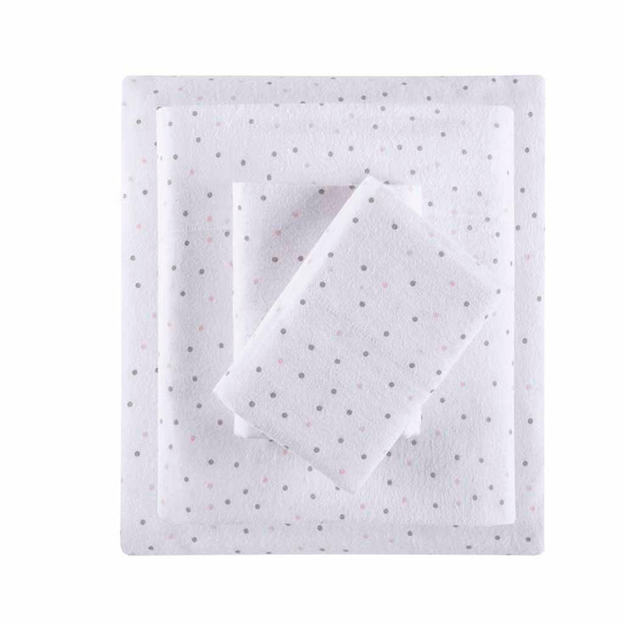 Cozy Soft - Novelty Print Sheet Set - Gray / Pink Dots