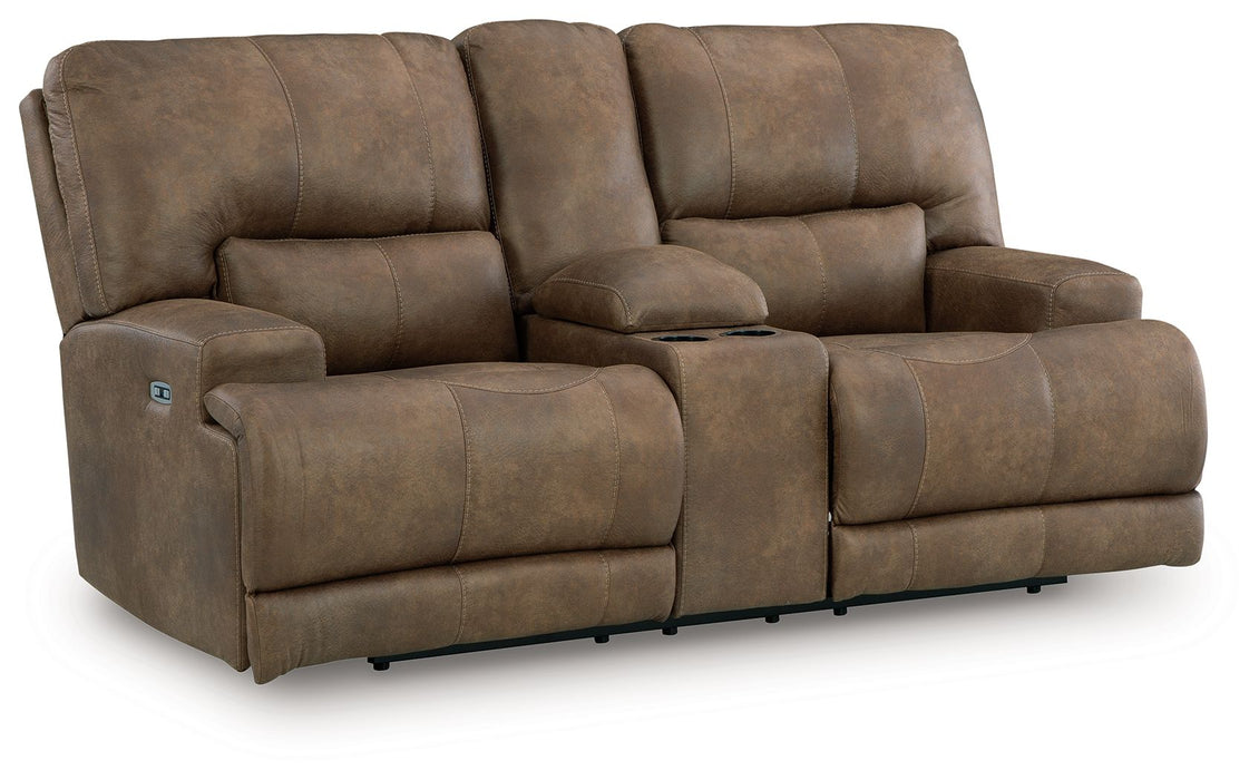 Beckley Place - Earth - Power Reclining Loveseat With Console / Adjustable Headrest - Simple Home Plus