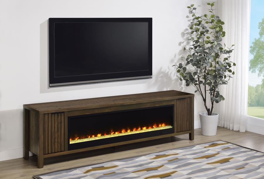 Carey - 79" TV Stand Fireplace Media Console - Dark Pine - Simple Home Plus