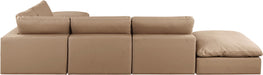 Comfy - 6 Piece Faux Leather Modular Sectional - Tan - Simple Home Plus
