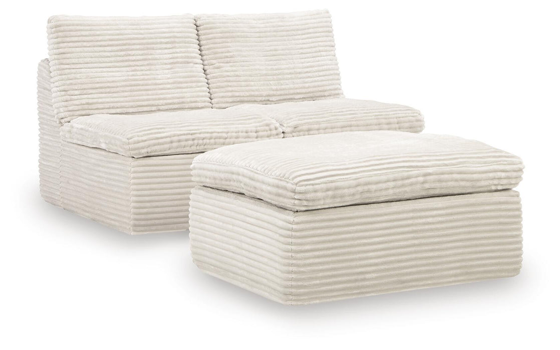 Fannin - 2 Armless Chairs With Ottoman (Set of 3) - Ivory - Simple Home Plus