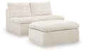 Fannin - 2 Armless Chairs With Ottoman (Set of 3) - Ivory - Simple Home Plus