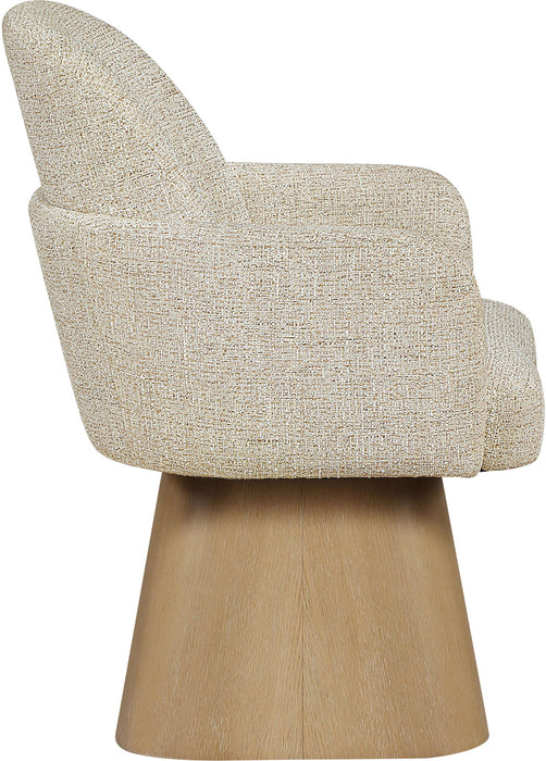 Marlowe - Linen Textured Fabric Upholstered Swivel Dining Arm Chair - Stained Natural - Simple Home Plus