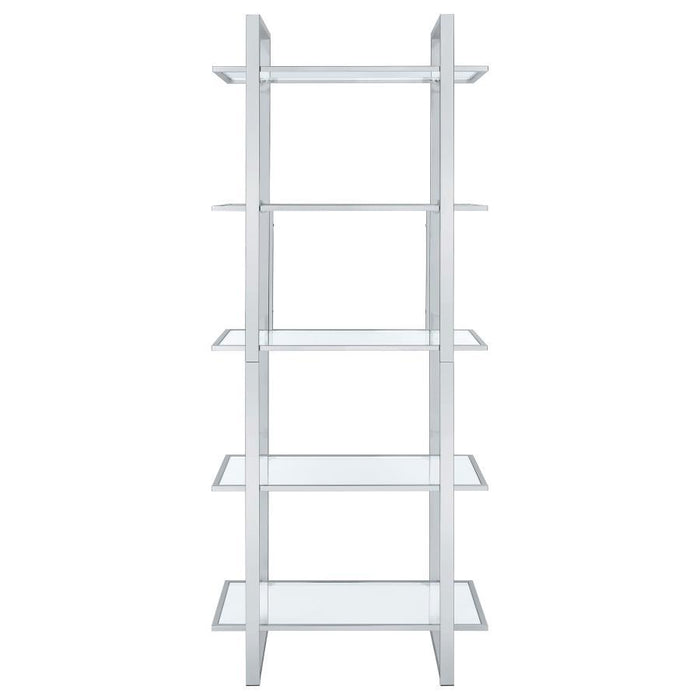 Hartford - 5-Shelf Glass Bookshelf - Chrome - Simple Home Plus