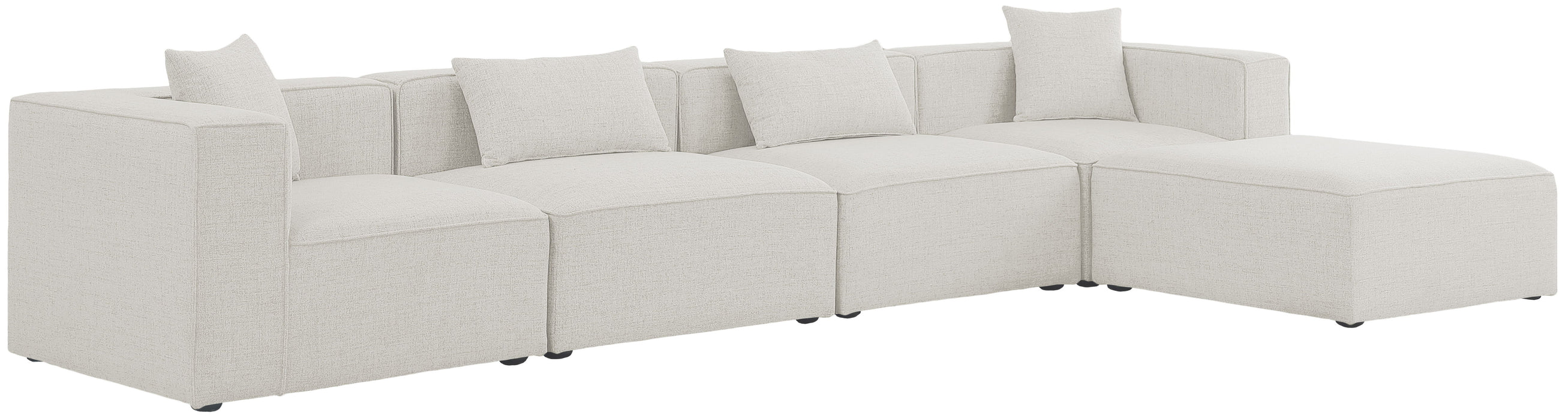 Cube - Linen 5 Piece Modular Sectional With Chaise - Simple Home Plus
