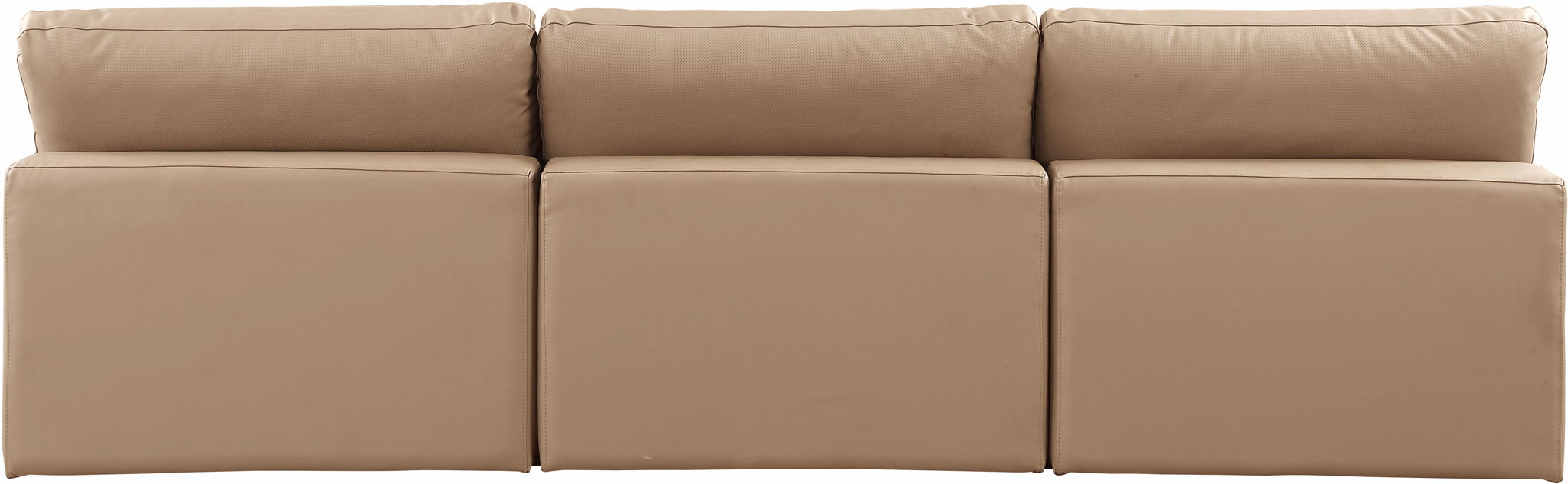 Comfy - Faux Leather Modular Armless Sofa 3 Pieces - Tan - Simple Home Plus