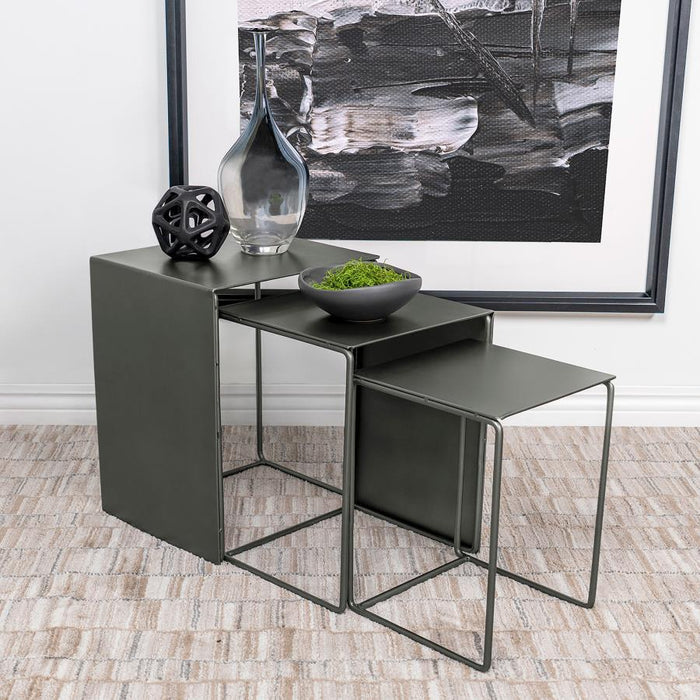 Imez - 3 Piece Rectangular Metal Nesting Table Set - Gray - Simple Home Plus