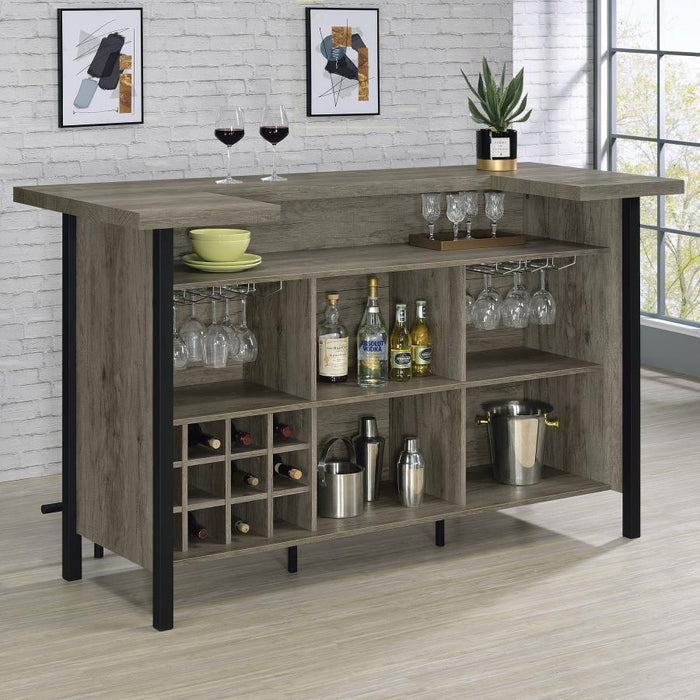 Bellemore - Freestanding Home Bar Wine Cabinet - Gray Driftwood - Simple Home Plus