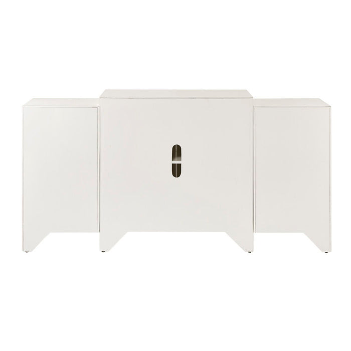 Verona - Dining Buffet Server Quaterfoil Design Kitchen Storage Cabinet With Mirrored Doors - Cream - Simple Home Plus