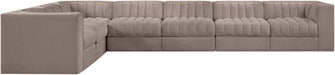 Rummi - Velvet Performance Fabric Upholstered 7 Piece Modular Sectional (With 3 Corner Chairs) - Simple Home Plus