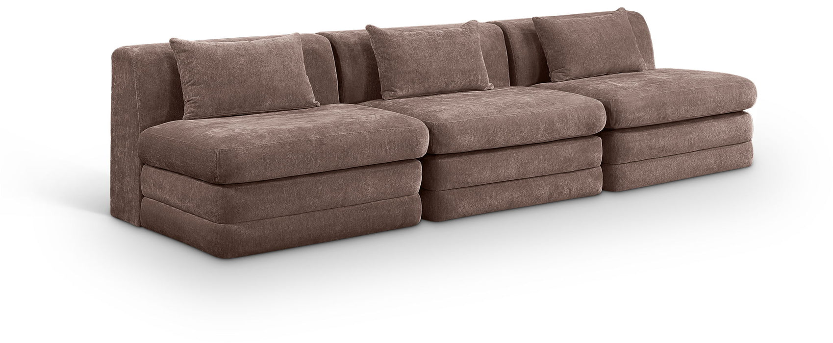 Stellar - 3 Piece 114" Upholstered Modular Armless Sofa - Simple Home Plus