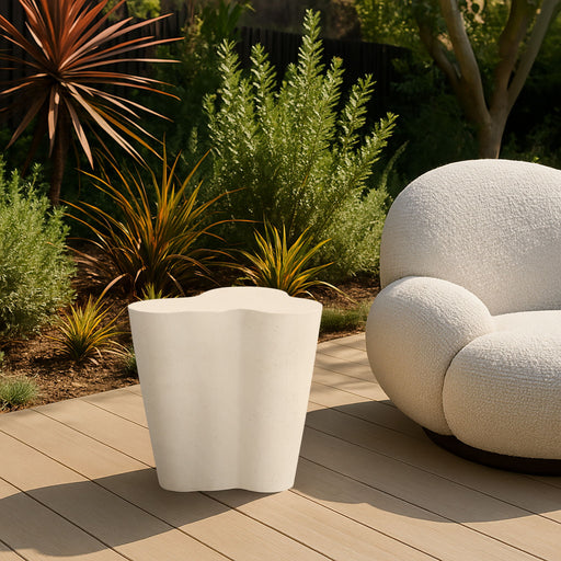 Monza - Concrete And Fiberglass Indoor / Outdoor End Table - Cream - Simple Home Plus