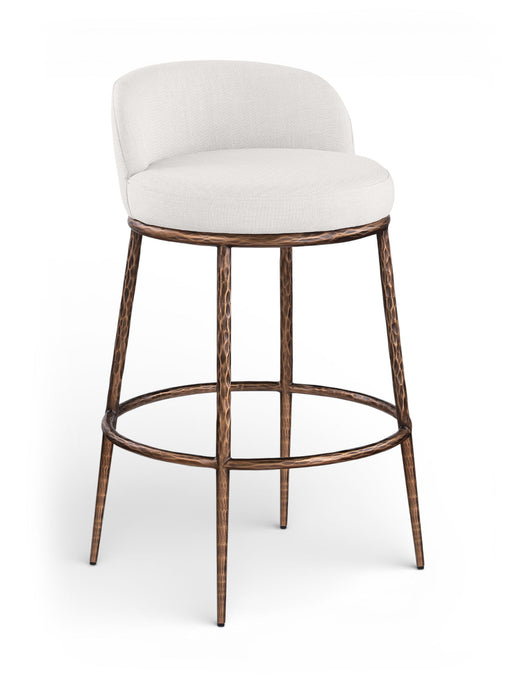 Ferro - Performance Fabric Upholstered Bar Stool - Cream / Antique Bronze - Simple Home Plus