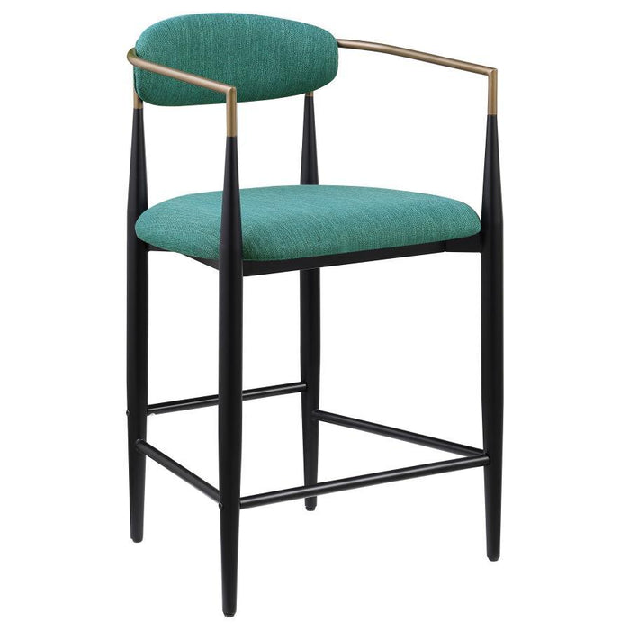Tina - Metal Counter Height Bar Stool With Upholstered Back And Seat (Set of 2) - Simple Home Plus