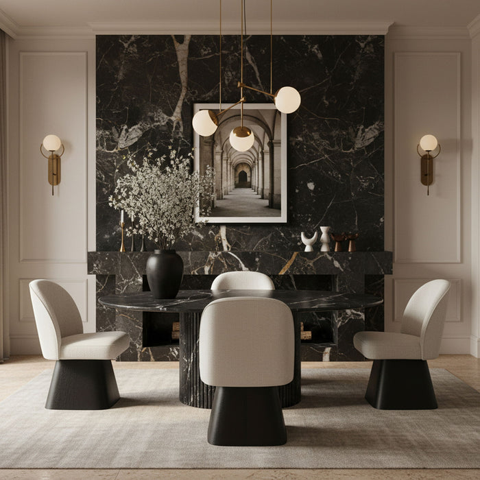 Marlowe - Linen Textured Fabric Upholstered Swivel Dining Side Chair - Stained Black - Simple Home Plus