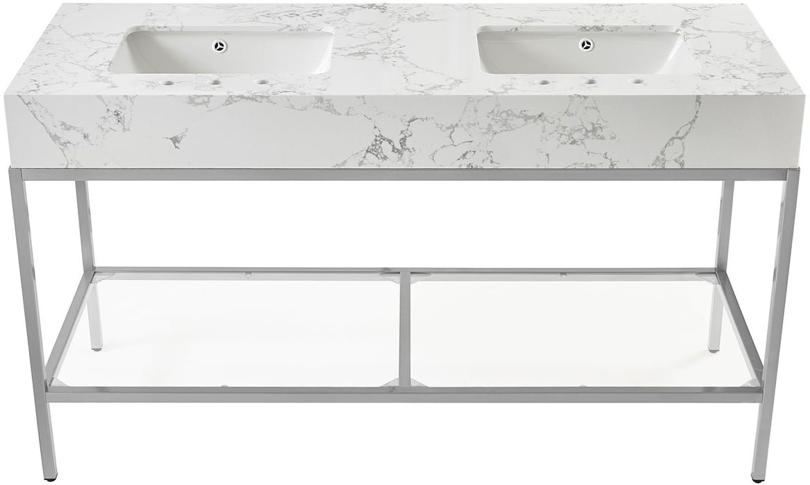 Marmo - Engineered Marble Bathroom Vanity With Chrome Base - Simple Home Plus