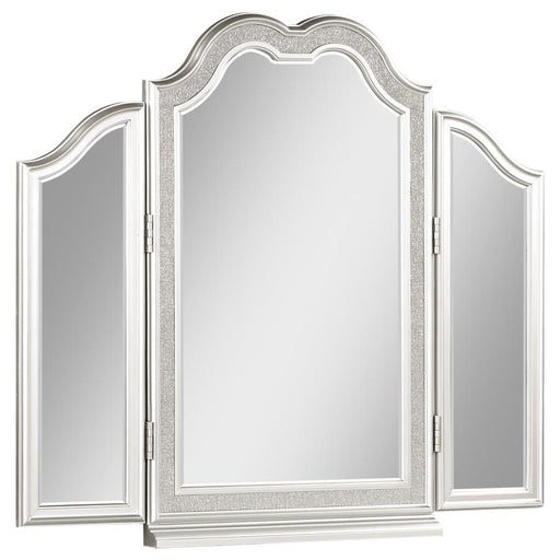Evangeline - Vanity Mirror With Faux Diamond Trim - Silver - Simple Home Plus