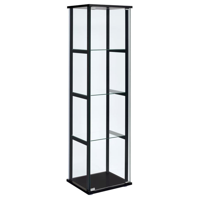 Cyclamen - 4-Shelf Clear Glass Curio Display Cabinet - Black - Simple Home Plus