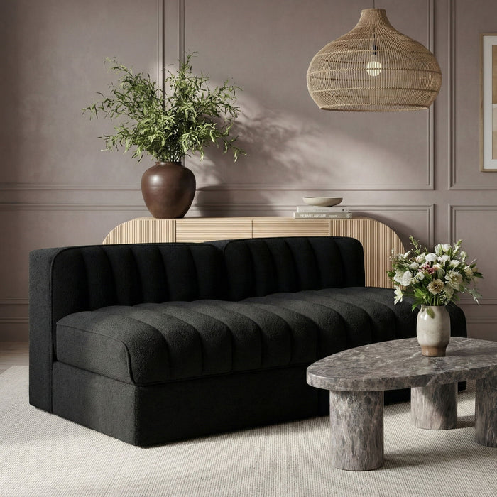 Rummi - Velvet Performance Fabric Upholstered 2 Piece Modular Armless Loveseat - Simple Home Plus