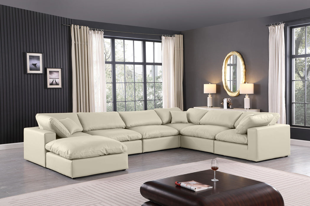 Comfy - 7 Piece Faux Leather Modular Sectional With Chaise - Simple Home Plus