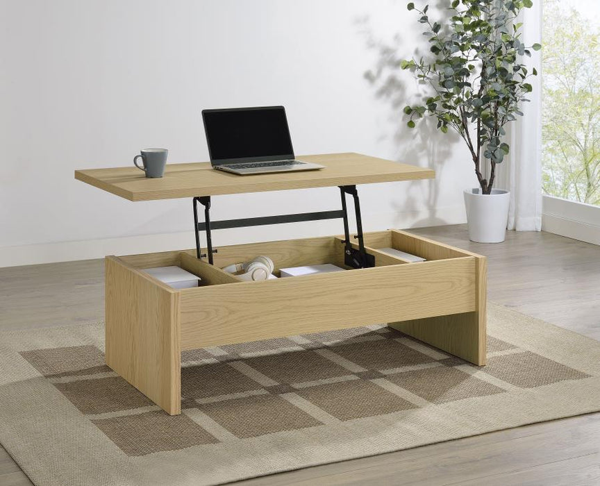 Canoga - Engineered Wood Lift Top Coffee Table - Light Oak - Simple Home Plus