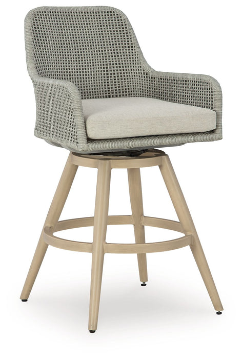 Seton Creek - Beige / Gray - Barstool With Cushion (Set of 2) - Simple Home Plus