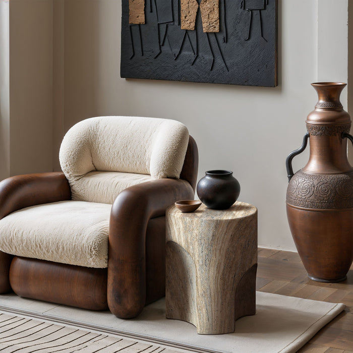 Olira - Concrete And Fiberglass Indoor / Outdoor End Table - Simple Home Plus