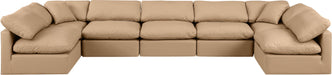 Indulge - Faux Leather 7 Piece Modular U-Shaped Sectional - Tan - Simple Home Plus