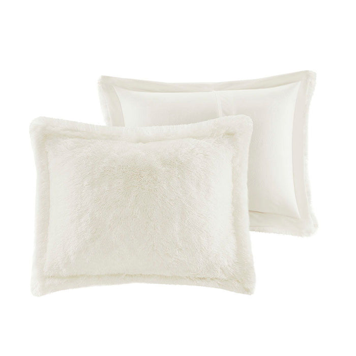 Malea - Twin Shaggy Duvet Cover Set - Ivory - Simple Home Plus
