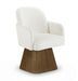Marlowe - Linen Textured Fabric Upholstered Swivel Dining Arm Chair - Stained Brown - Simple Home Plus