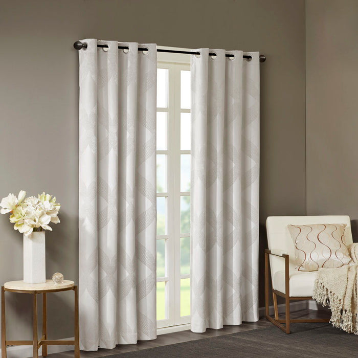 Bentley - 84" Ogee Knitted Total Blackout Panel - Ivory - Simple Home Plus