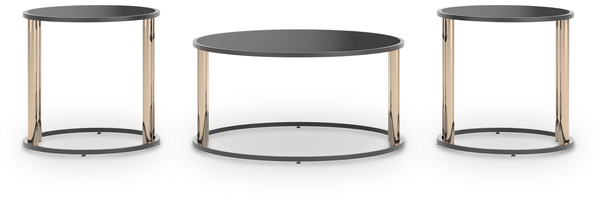 Hannerly - Black / Gold Finish - Occasional Table Set (Set of 3) - Simple Home Plus