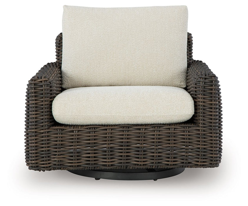 Kimora - Beige / Dark Brown - Swivel Glider Lounge With Cushion - Simple Home Plus